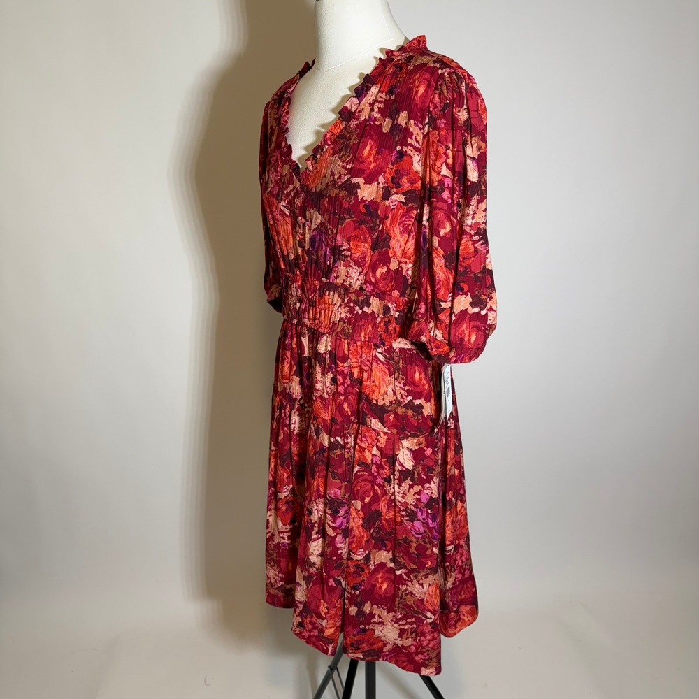 NWT Danny & Nicole Short Sleeve Floral Fit & Flare Dress Womens Size 16 Red - Picture 5 of 12